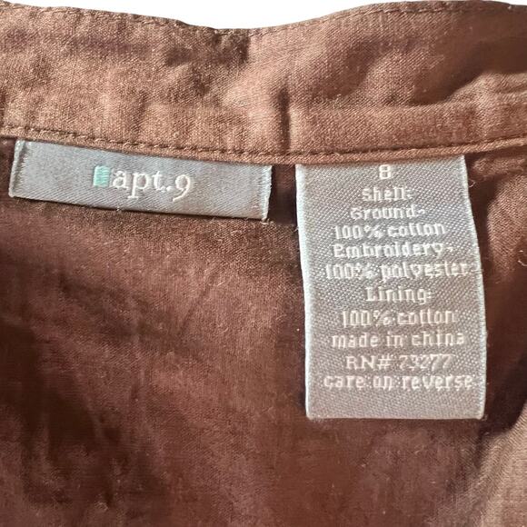 Apt.9 skirt women’s size 8 Chocolate Brown embroidered eyelet flare VTG Y2K - Picture 5 of 7